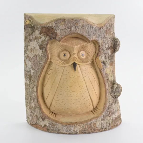 Crocodile Wood Carved Owl H8AW4-105-1005-01