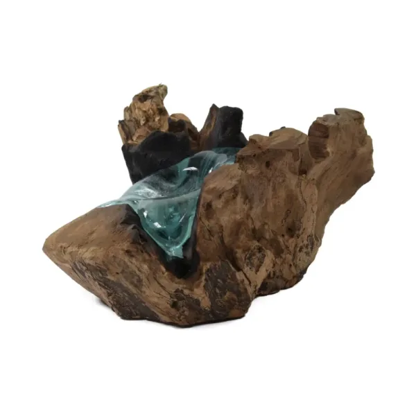 Molten Glass Candle Holder on Driftwood H2AMG-025-6001-05