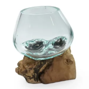 Molten Glass Vase on Driftwood H1AMG-025-1001-01