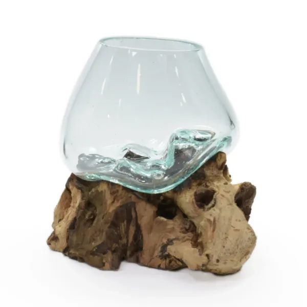 Molten Glass Vase on Driftwood H1AMG-025-1002-01