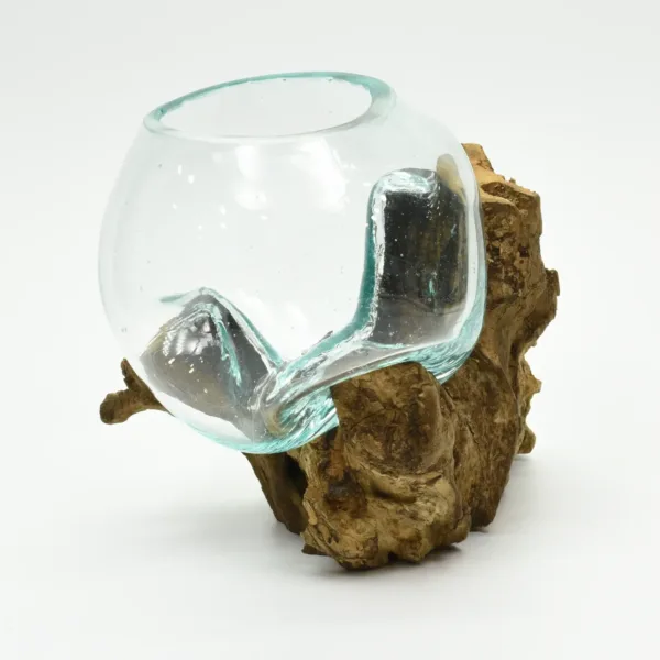 Molten Glass Vase on Driftwood H1AMG-025-1005-01