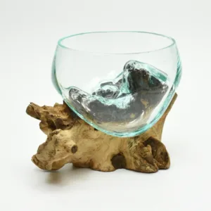 Molten Glass Vase on Driftwood H1AMG-025-3001-01