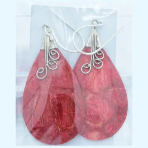 Sterling Silver and Red Coral Teardrop Earrings J7ASC-088-0002