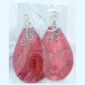 Sterling Silver and Red Coral Teardrop Earrings J7ASC-088-0002